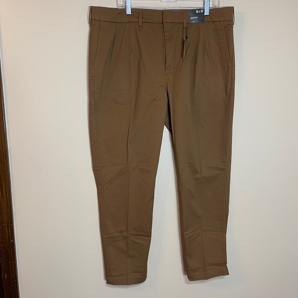 NEW‎ Express Mens Athletic Slim Stretch Chino Pants Tobacco Brown 36x30